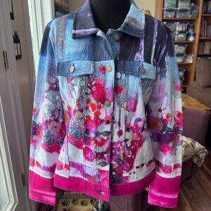 Simply Art By Dolcezza Jacket Medium Art To Wear Button Up Abstract